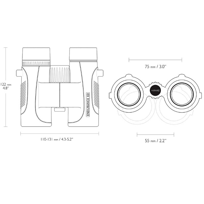 The measurements of the ENDURANCE ED MARINE 7X32 binocular