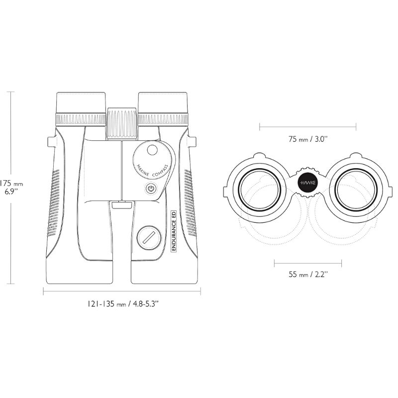 The Hawke Endurance ED Marine 7X50 Binoculars measurements