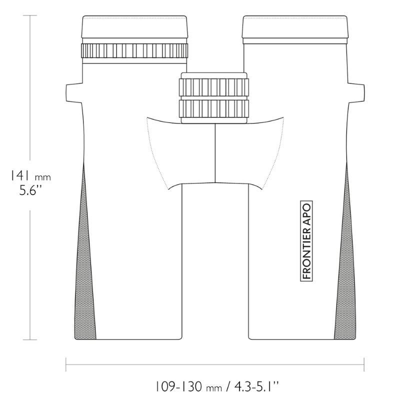 The measurements of the Frontier APO 8x42 binoculars