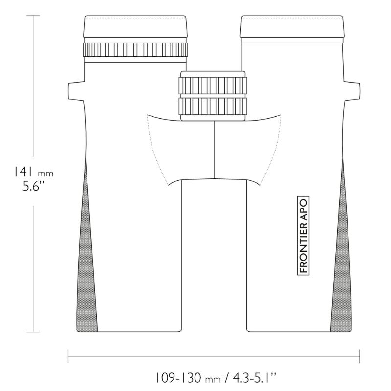 The size measurements of the Hawke Frontier APO 10x42 binoculars