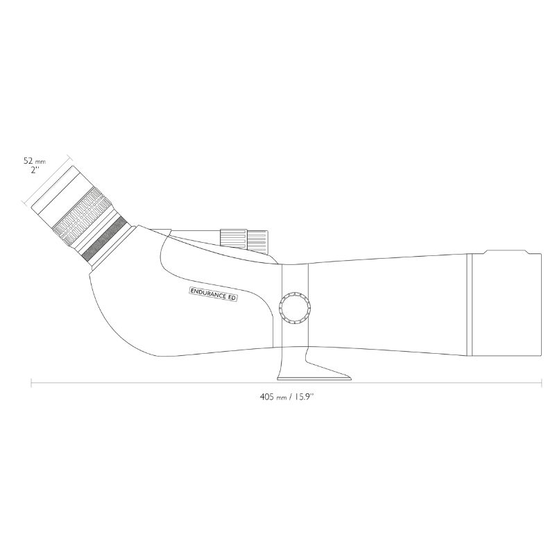 The measurement diagram of the Hawke Endurance ED 20-60x68 Spotting scope