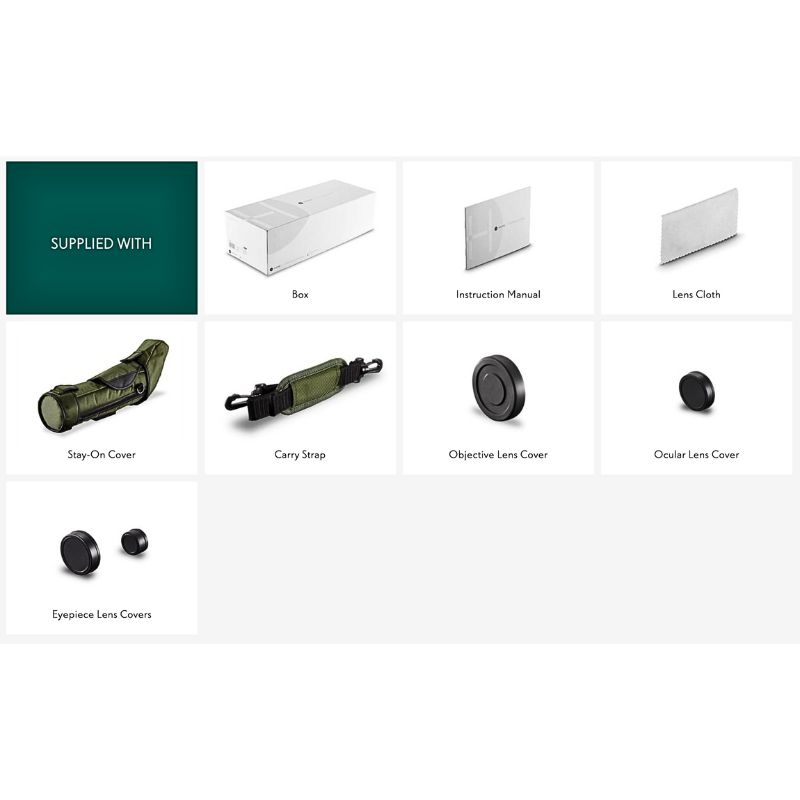 The inclusions with the Hawke Endurance ED 25-75x85 Green Spotting Scope