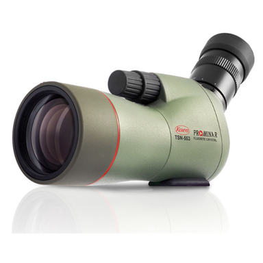 Kowa TSN-553 15-45x55 Prominar Angled Spotting Scope with Zoom Eyepiece front view of lens and body