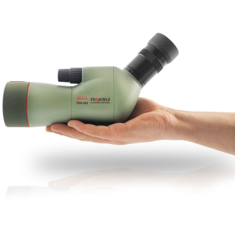 Kowa TSN-553 15-45x55 Prominar Angled Spotting Scope with Zoom Eyepiece person holding spotting scope