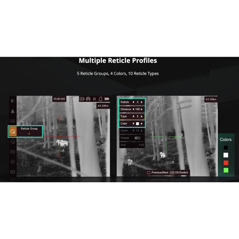 Multiple Reticle Profiles included with the Hikmicro Stellar SH35 Thermal Scope