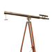 Telescope Double Barrel on Tripod Stand In Antique Brass eye piece full view 