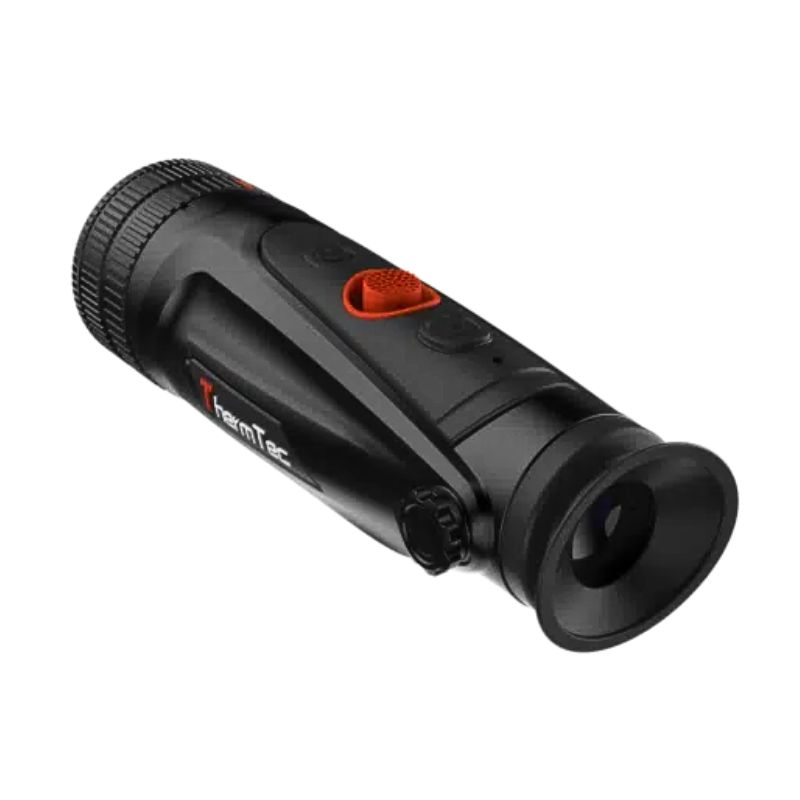 The ThermTec Cyclops-D CP340D Black Thermal Monocular with red button and features