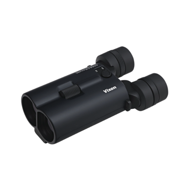 Vixen ATERA II 14x42 Stabilised Binoculars in Black side view with logo