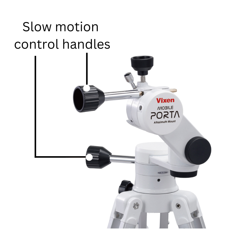 an infographic showing the handles of the tripod of a vixen telescope
