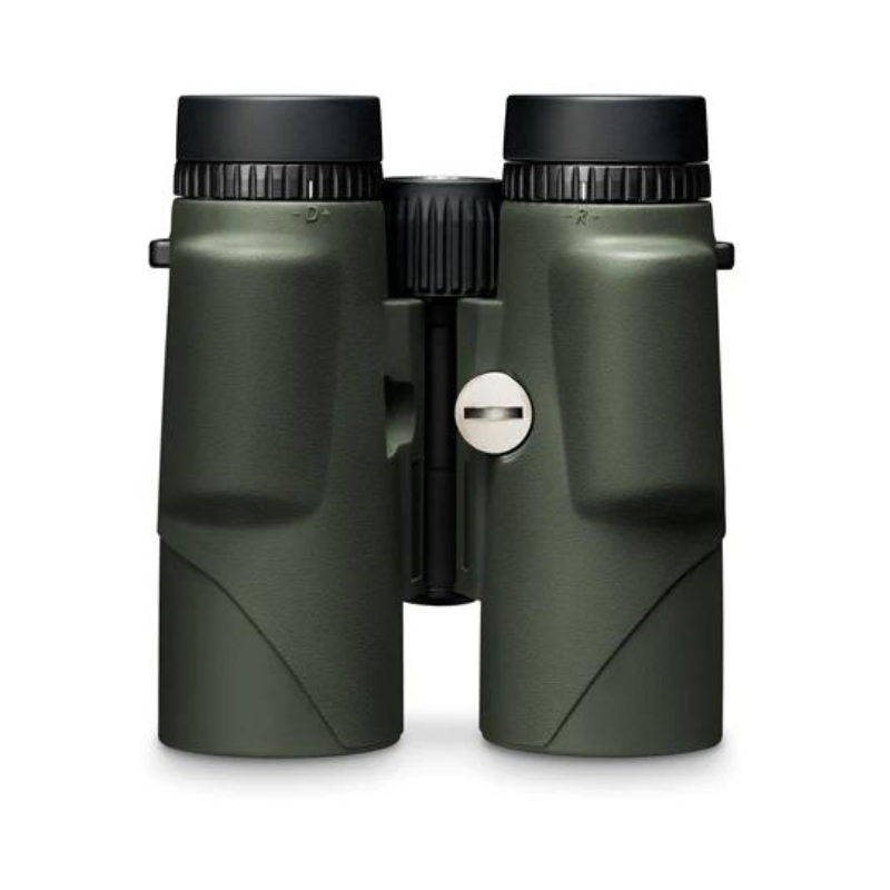 Vortex Fury HD 5000 10x42 Binoculars With Laser Range Finder rear view showcasing features