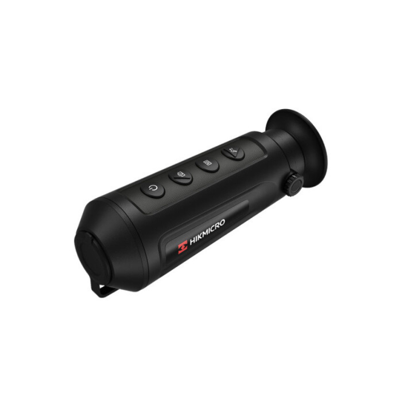 black and red thermal monocular with buttons and cover